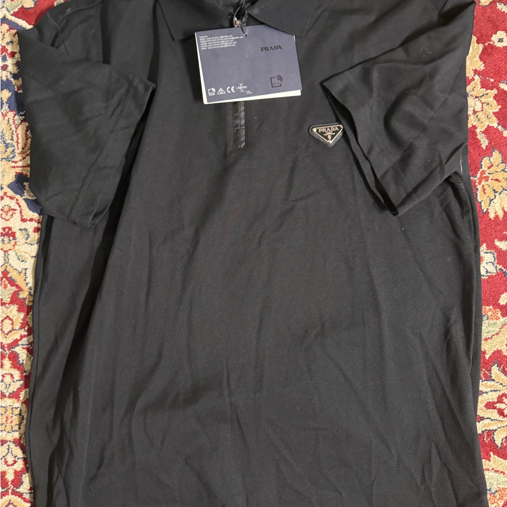 Prada Men's Polo Shirt In Classic Black